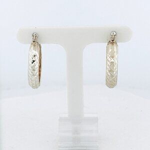 Vintage Estate Sterling Silver 925 Diamond-Cut Textured Hoop Earrings 3.41g